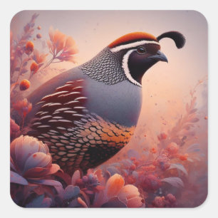 Sticker Carré Faune Nature California Quail Bird