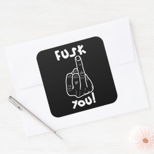 Sticker Carré Fausse f-bombe et fausse blague du majeur v1