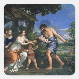 Sticker Carré Faustulus confiant Romulus et Remus