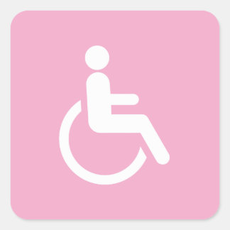 Sticker Carré Fauteuil roulant rose – Sensibilisation à l'access