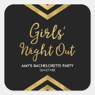 Sticker Carré Faux Gold Chevron Night Out