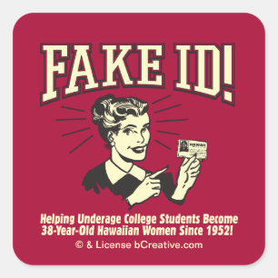 Sticker Carré Faux ID : Underground College Hawaiian