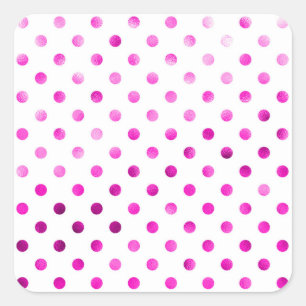 Sticker Carré Faux métalliques roses chauds Foil Polka Point Bla