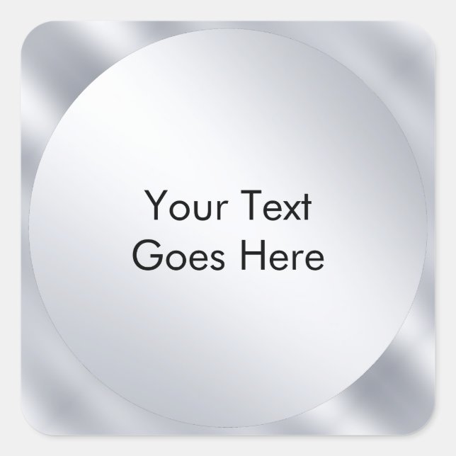 Sticker Carré Faux modèle moderne argenté Ajoutez votre texte Él (Devant)