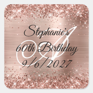 Sticker Carré Faux rose gold pailleté et feuille d'aluminium pou
