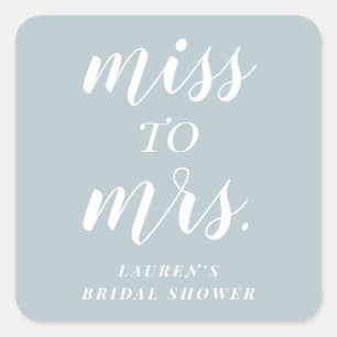 Sticker Carré Faveur de Baby Shower Bleu Poussiéreux de Mademois