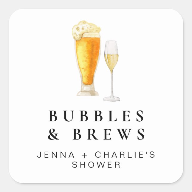 Sticker Carré Faveur de douche de couple CHARLIE Bulles & Bières (Devant)