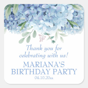 Sticker Carré Faveur de fête d'anniversaire florale aquarelle Hy