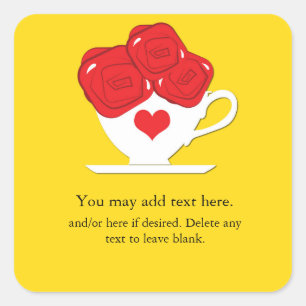 Sticker Carré Faveur de fête de Coupe de Thé Fantaisiste de Pays