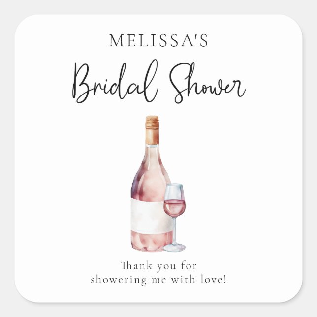Sticker Carré Faveur de mariage élégante vin rose Blush (Devant)