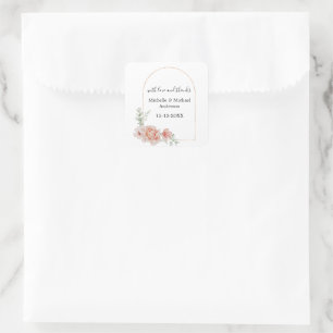 Sticker Carré Favor de mariage à l'arche en aquarelle florale pê