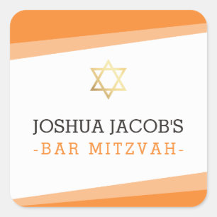 Sticker Carré FAVOR ENVELOPE SEAL star simple moderne orange