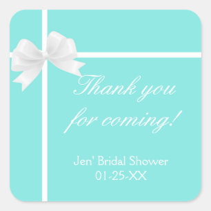 Sticker Carré Favori de mariage à arc en diamant bleu turquoise