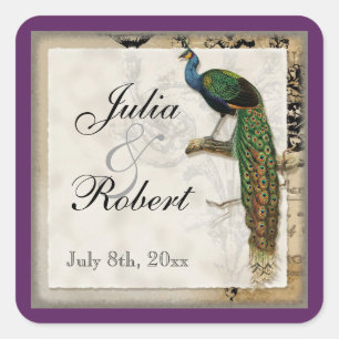 Sticker Carré Favoriser le collant cadeau - Peacock Vintage 6
