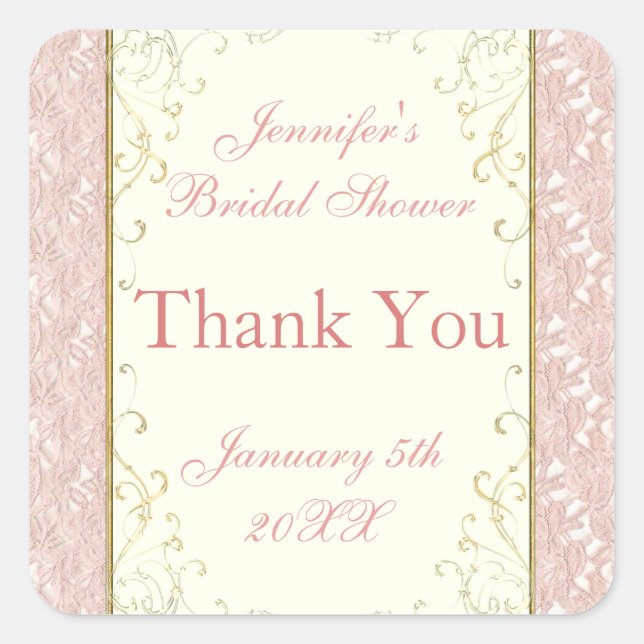 Sticker Carré Favoriser ou Invitation Phoques Dentelle rose, Mar (Devant)
