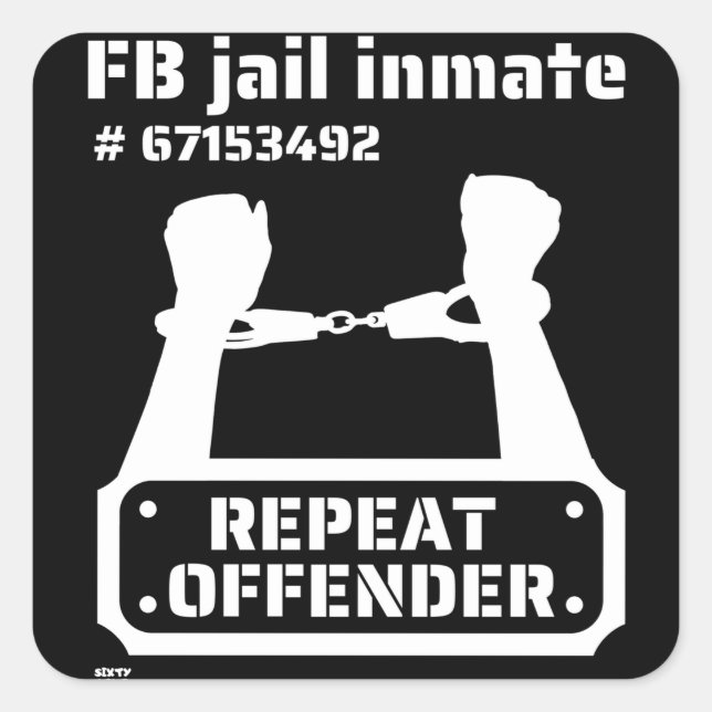 Sticker Carré "FB JAIL INMATE" drôle de détenu (Devant)