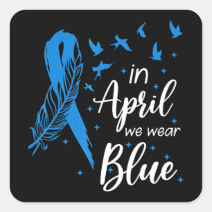 Sticker Carré Feather Ribbon Autism