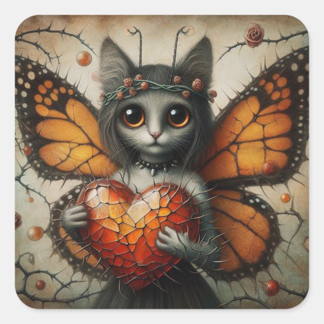 Sticker Carré Fée de chat (Devant)