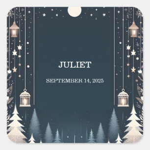 Sticker Carré Fées de la forêt neige brillante douche de mariée 