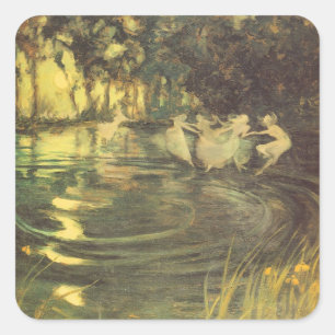 Sticker Carré Fées en tourbillon par Arthur Black, Danse de fées