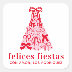 Sticker Carré Felices Fiesta moderne rose rouge Noël