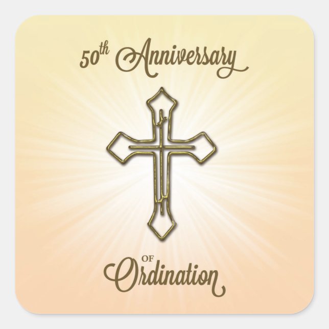 Sticker Carré Félicitations 50ème anniversaire d'ordination (Devant)