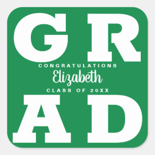Sticker Carré Félicitations Grad Green