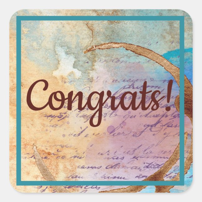 Sticker Carré Félicitations pour les journaux mixtes de café et  (Devant)