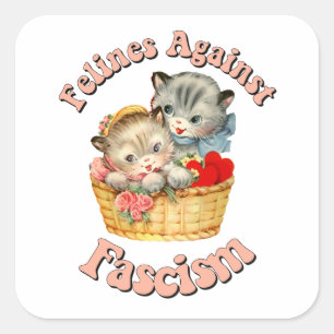 Sticker Carré Felines contre le fascisme