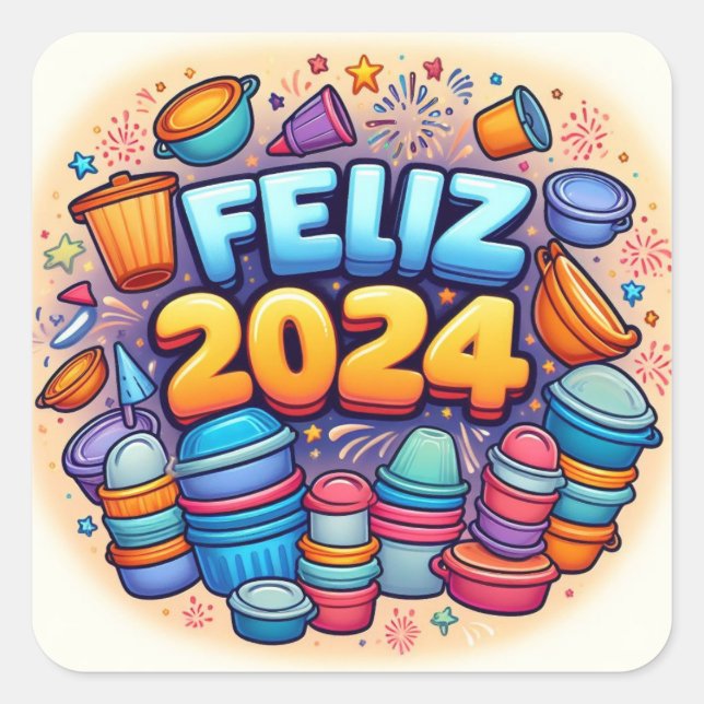 Sticker Carré Feliz 2024! (Devant)