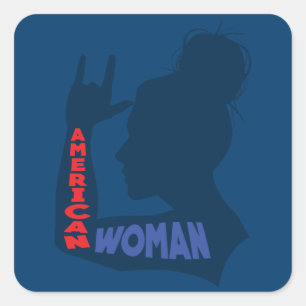 Sticker Carré Femme américaine Je t'aime