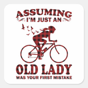 Sticker Carré Femme cycliste Supposant que je suis juste une vie