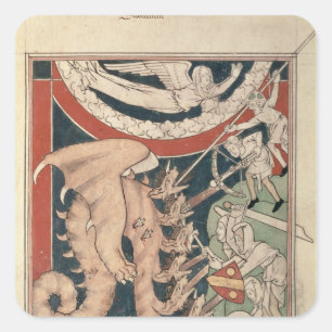 Sticker Carré Femme dans le nuage au-dessus de cinq hommes qui c