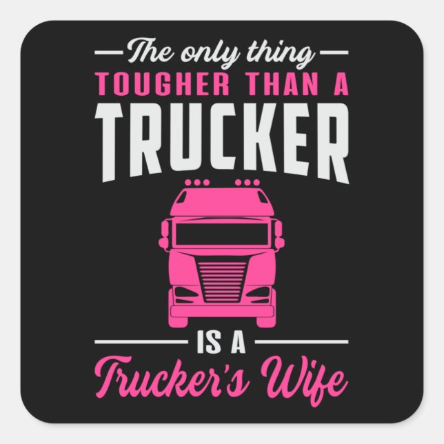 Sticker Carré Femme de camion Love Camion Truckers Femme Drôle C (Devant)