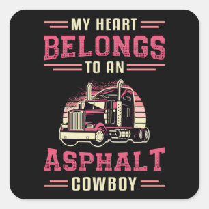 Sticker Carré Femme de camionneurs Mon coeur Appartient à Asphal