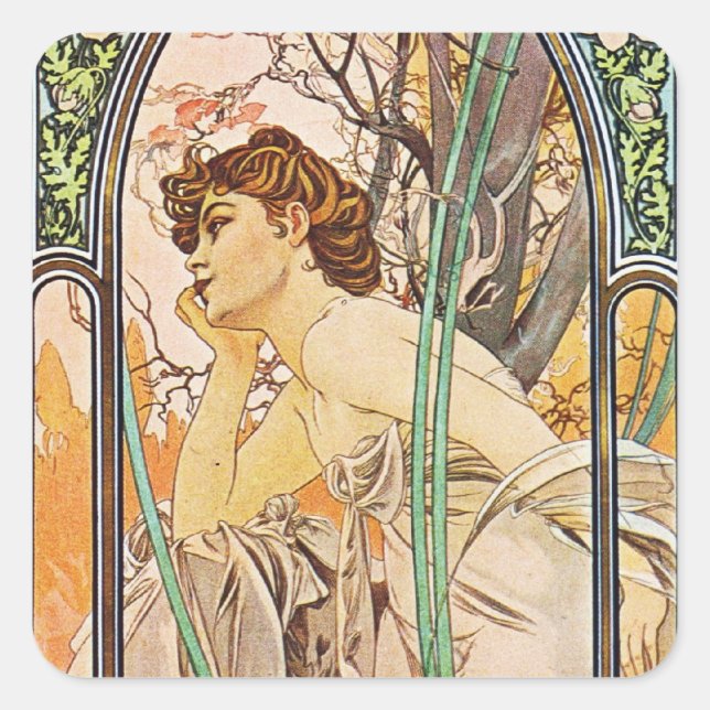 Sticker Carré Femme en attente (Devant)
