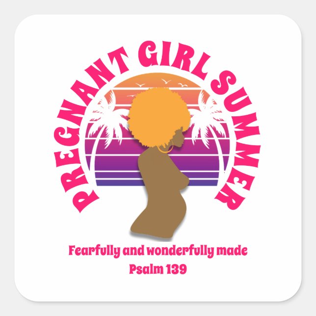 Sticker Carré FEMME ENCEINTE ÉTÉ Personnalisé Christian Maman à  (Devant)
