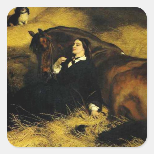 Sticker Carré Femme et Cheval (Devant)