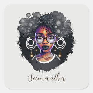 Sticker Carré Femme Goth Afro