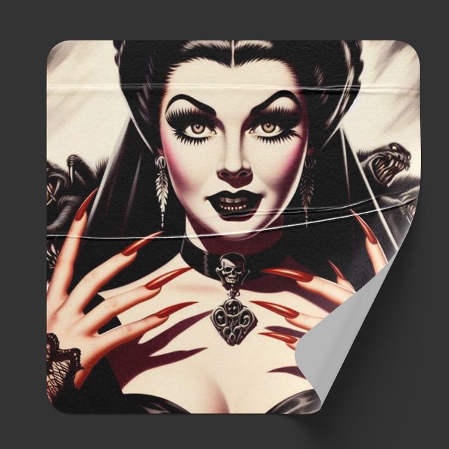 Sticker Carré Femme gothique rétro (Créateur téléchargé)
