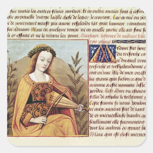 Sticker Carré Femme jouant à la viole (Devant)