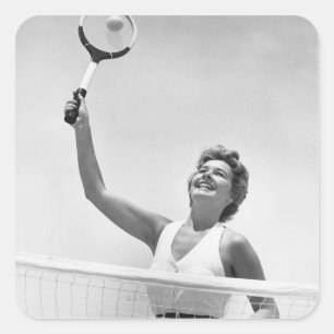 Sticker Carré Femme Jouant Au Tennis 2