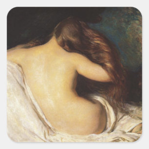 Sticker Carré Femme qui pleure ses cheveux (par Joseph DeCamp)