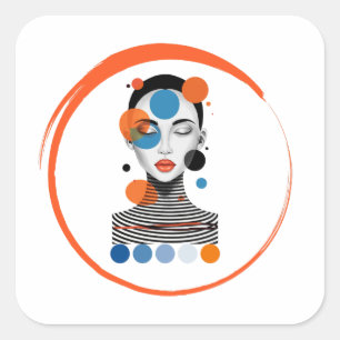 Sticker Carré femme rêveuse