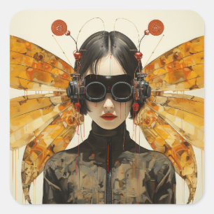 Sticker Carré Femme Scifi Insect