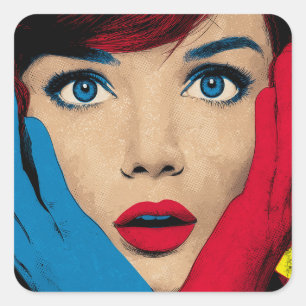 Sticker Carré Femme surprise dans l'art pop
