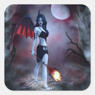 Sticker Carré Femme vampire démon