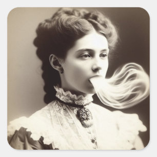Sticker Carré Femme victorienne avec Ectoplasme Spiritualisme