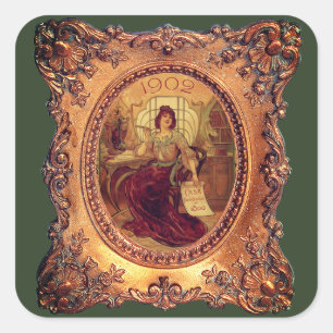 Sticker Carré Femme victorienne dans cadre élégant cadre d'image
