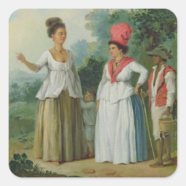 Sticker Carré Femmes de couleur de l'ouest de l'Inde, avec un en (Devant)